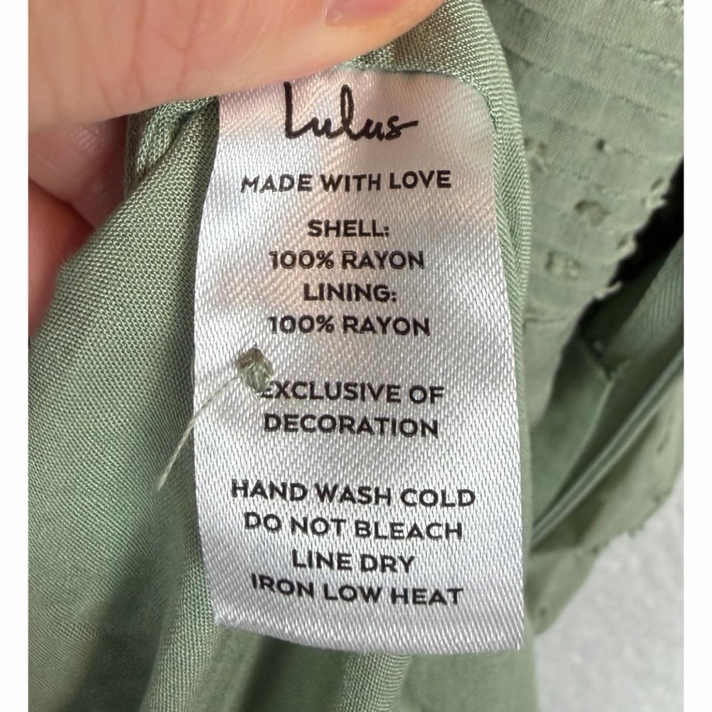 LULU’S • Sage Green Completely In Love Swiss Dot Button-Front Maxi Dress, S - Picture 15 of 16